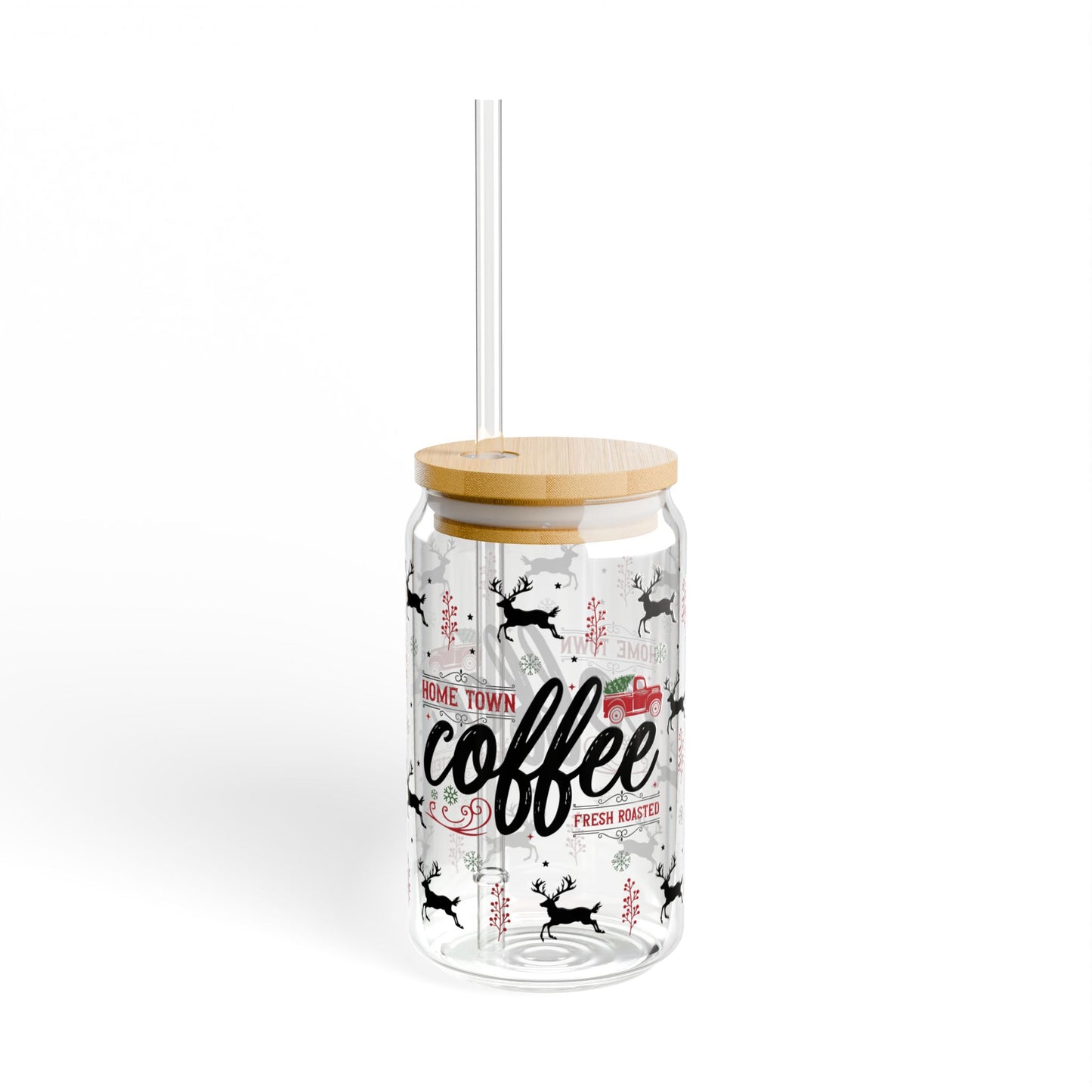 Christmas Coffee Sipper Glass 16 Oz