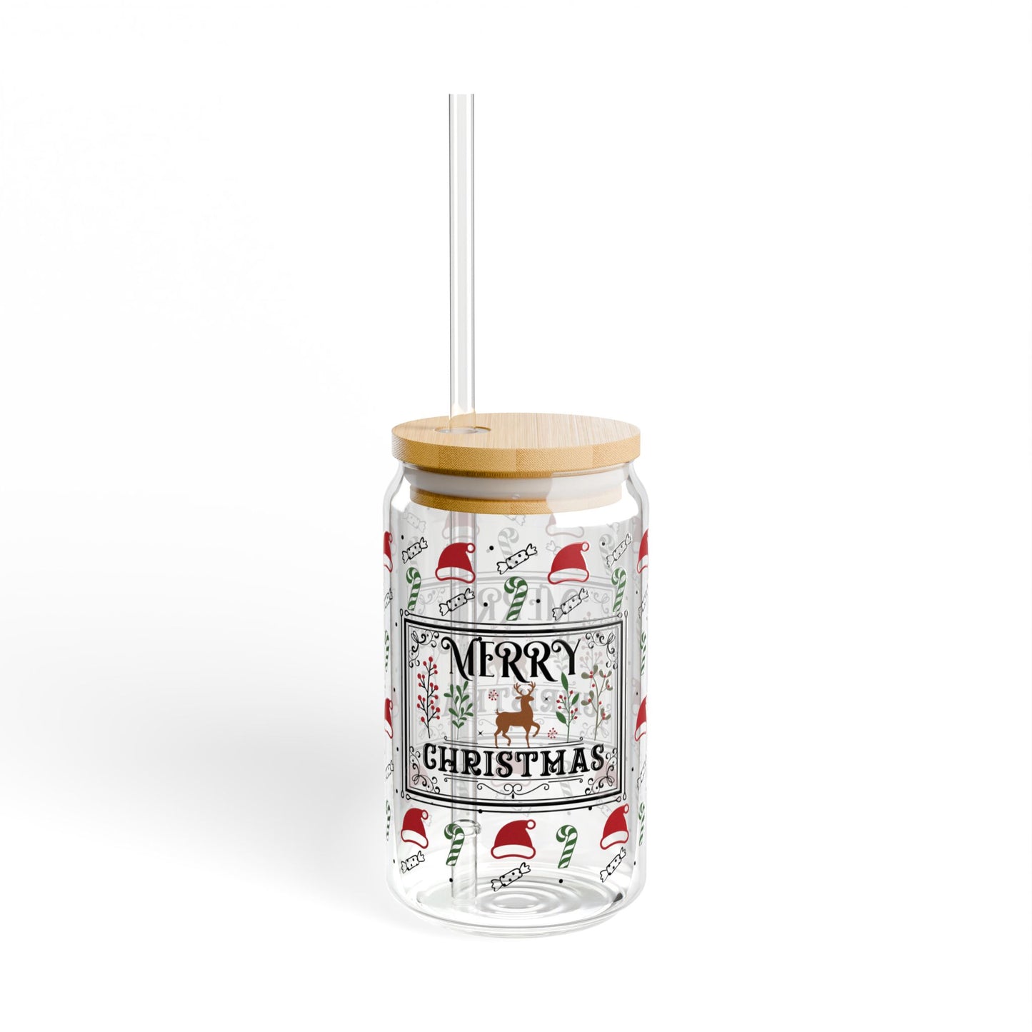Festive Sipper Glass, Christmas Drinkware, Holiday Beverage Cup, Merry Christmas, Winter Decor, Fun Glassware