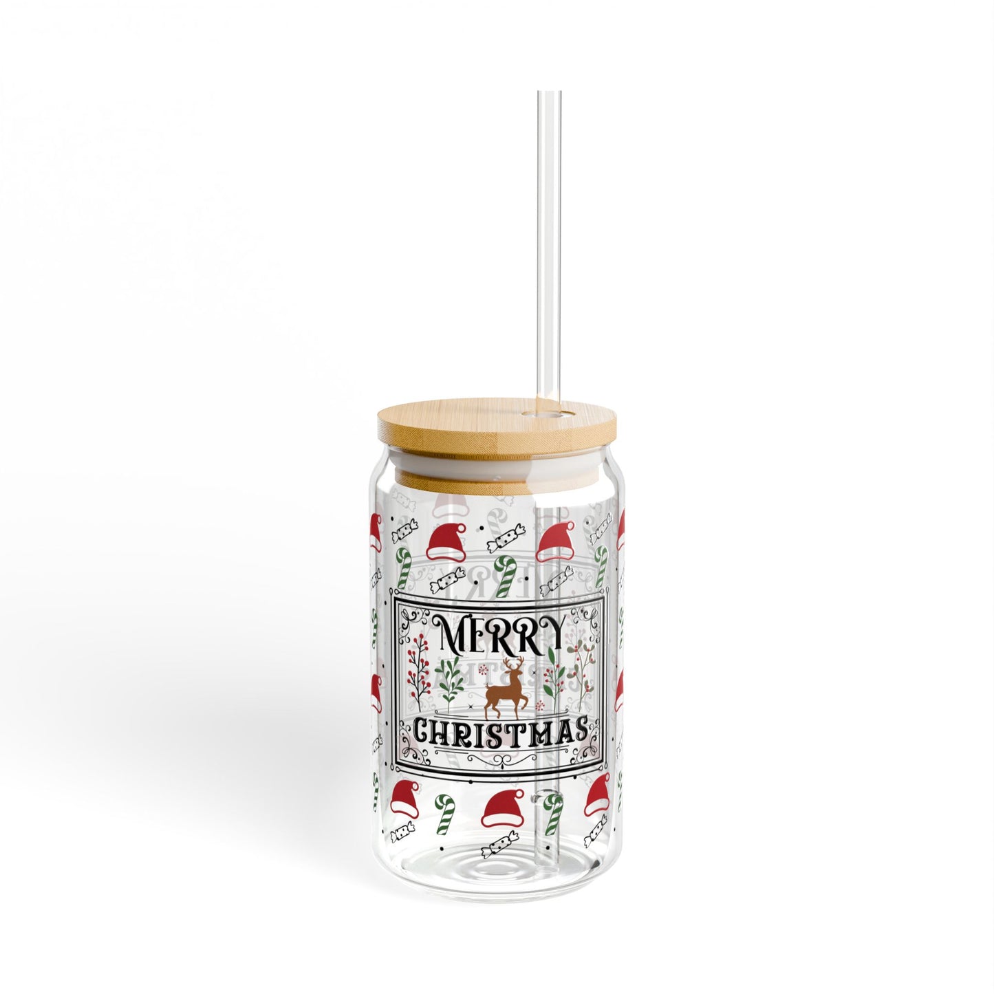 Festive Sipper Glass, Christmas Drinkware, Holiday Beverage Cup, Merry Christmas, Winter Decor, Fun Glassware