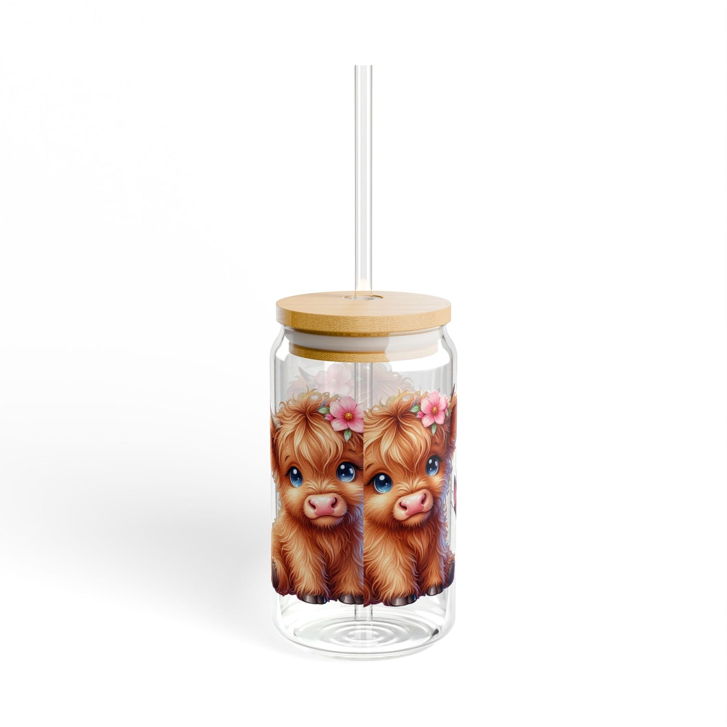 Cute Cow Sipper Glass, 16oz Farmhouse Drinkware