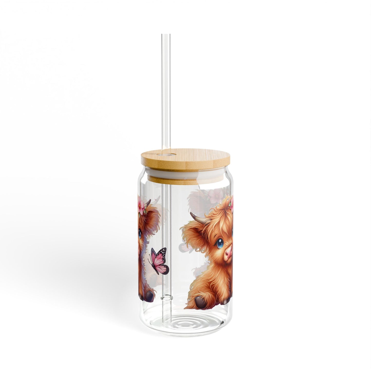 Cute Cow Sipper Glass, 16oz Farmhouse Drinkware
