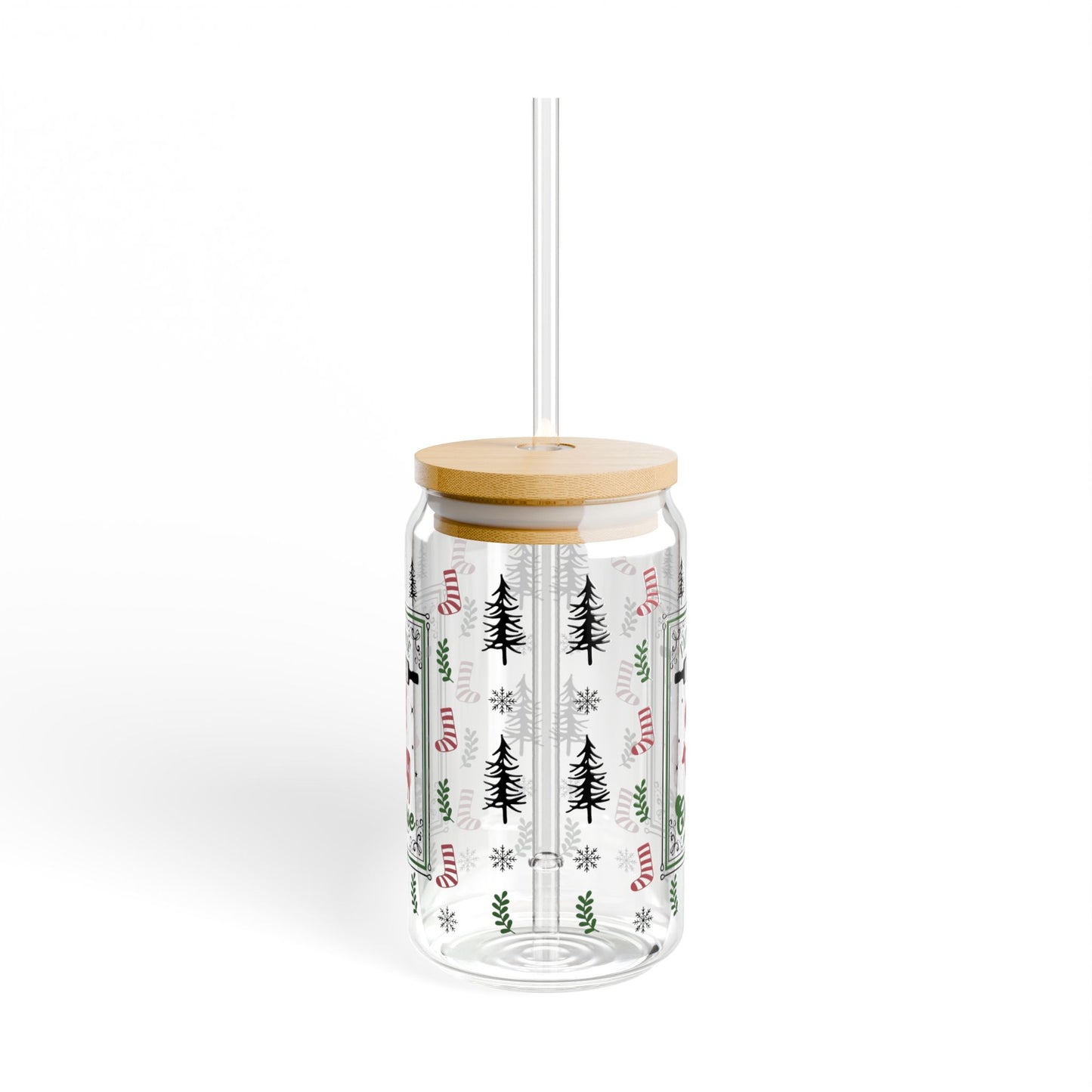 Festive Sipper Glass, 16oz - Perfect for Holiday Gatherings, Kitchen Decor, Gift for Foodies, Eco-Friendly Drinkware, Seasonal Drink Holder