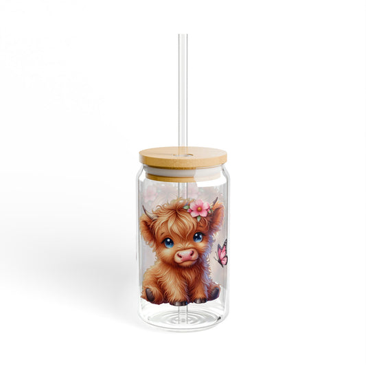 Cute Cow Sipper Glass, 16oz Farmhouse Drinkware