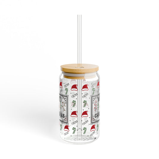 Festive Sipper Glass, Christmas Drinkware, Holiday Beverage Cup, Merry Christmas, Winter Decor, Fun Glassware