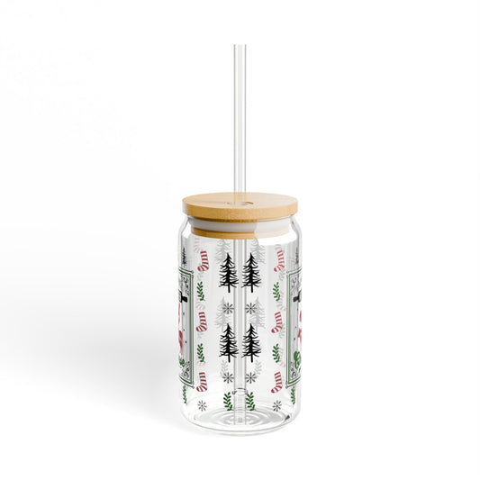 Festive Sipper Glass, 16oz - Perfect for Holiday Gatherings, Kitchen Decor, Gift for Foodies, Eco-Friendly Drinkware, Seasonal Drink Holder